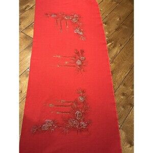 VTG California Hand Prints Holiday Christmas Candles Pine Tablecloth 66” X 48”